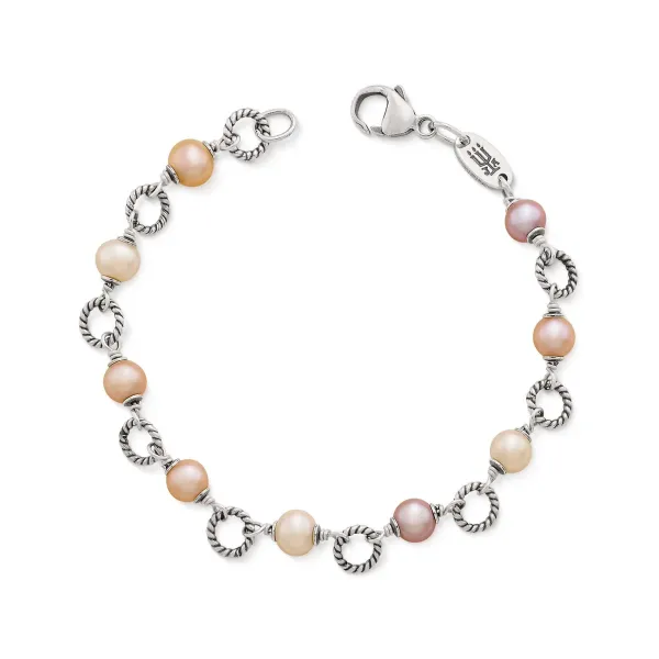 James Avery Artisan Jewelry Bracelets-Twisted Wire Link Bracelet With Multi-Colored Cultured Pearls